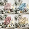 P Navidad simulación polvo dorado raíces de árbol hojas esquejes de árbol de Navidad adornos accesorios decorativos DIY simulación exquisito