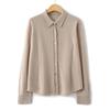 Cachemira de Hilado Fino Estilo Coreano Cuello Polo Camisa de Botones para Mujer de Color Claro Look Adelgazante Ropa de Trabajo Otoño e Invierno Nuevo Cárdigan de Punto