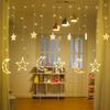 Luces de Cortina de Estrellas y Lunas LED Estilo Campamento al Aire Libre Luces de Ambiente Arreglo de Cumpleaños Cielo Estrellado Balcón Decoración de Navidad Cadenas de Luces de Colores