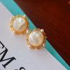 Aretes Personalizados con Diseño de Palacio, Aretes Versátiles Retro para Mujer con Incrustaciones de Perlas, Zircón Geométrico Simple Chapado en Oro