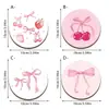 Juego de Posavasos de Madera Rosado con Diseño de Frutas y Mariposas Transfronterizo para Mesa de Comedor en Casa, Tapete Resistente al Calor, Posavasos para Tazas de Té y Café