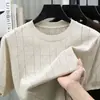 Camiseta de punto para hombre de manga corta, estilo Lyocell Old Money, ropa para hombre, verano 2026, nueva, de negocios, color liso, casual, para mediana edad