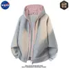 Sudadera con capucha tipo cárdigan de manga larga de alta calidad y moderna marca NASA para hombre, top casual de moda otoñal para pareja