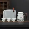 Conjunto de Chá Kung Fu de Viagem Bule de Chá de Vidro Xícara de Chá Bolsa Portátil Xícara Rápida de Cerâmica Outdoor Uma Panela Três Copos