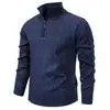 Suéter de Punto para Hombre con Cuello Medio y Media Cremallera, Jersey de Punto Trenzado Otoño/Invierno, Top Casual Holgado de Manga Larga
