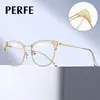 81658 En Stock Venta al por mayor Gafas Metálicas Anti Luz Azul, Moderno Marco Redondo Gafas con Carcasa Brillante para Mujer, Exclusivamente para Ventas Transfronterizas
