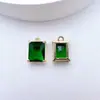 Colgante de cristal rectangular de cuatro puntas de cobre bañado en oro, colgante de diamante cuadrado multicolor facetado para pendientes, collares y joyería DIY