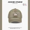 Gorra de Béisbol Bordada de Cachorro Lindo Estilo Coreano Parte Superior Suave para Mujer Primavera y Verano Vintage Versátil Cara Grande Cabeza Pequeña Gorra Moderna