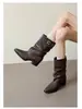 Botines Estilo Wasteland Chica Picante Botas de Mujer Occidentales 2026 Otoño/Invierno Nuevos Tacón Grueso Retro Vaquero Adelgazantes Punta Fina Botas Martin