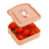 Caja para Sándwich Caja de Almuerzo de PP Caja de Almuerzo de Plástico Apta para Microondas Caja para Pan de Estudiante Caja de Almuerzo Logo Personalizable Zorro Pequeño