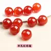 Cuentas de Ágata Natural con Medio Agujero Cuentas Sueltas Ágata Roja Cuentas sin Agujero Cuentas Redondas Accesorios para Joyería DIY Venta al por Mayor Cuentas Semi-Terminadas