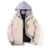 Ropa de algodón elegante y de moda de marca para hombres y mujeres, chaqueta con capucha de invierno gruesa, abrigo de algodón versátil de imitación de dos piezas para parejas, tendencia de moda para hombres