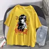 Harajuku linda camiseta de manga curta gótica punk cartoon gola O feminina Verão Ulzzang hip hop larga Gola redonda