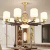 Novo Lustre Completo de Cobre Chinês para Sala de Estar Estética da Dinastia Song Madeira Maciça Retrô Grande Salão de Jantar Lâmpada Nova de Alta Qualidade 97H
