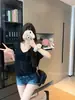 Camiseta Gris de Cuello en V de Manga Corta de Color Sólido para Mujer, Estilo Veraniego Ligeramente Transparente y Delgado, Top Holgado Casual Relajado