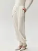 Leggings de cachemira de corte relajado para mujer, de cintura alta, con cordón, de punto, abotonados, holgados, estilo farol, cálidos y casuales