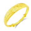 Pulsera Baifu Push-Pull Chapada en Oro de 12 mm, Pulsera para Mujer, Joyería de Estilo Chino Vintage, Joyería de Oro Fuego