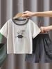 7437 Roupas Infantis Roupa de Verão para Crianças Camiseta Estampada de Desenho Animado de Manga Curta da Moda para Meninos Roupas de Estilo Verão 2026 Novo Estilo