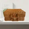 Bolso de Mimbre Sintético Cesta Tejida Caja de Almacenamiento para Picnic Fuente de Almacenamiento Fabricante Mimbre Hecho a Mano Almacenamiento Minimalista Moderno