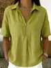 2026 Verano Nuevo Amazon Wish Comercio Transfronterizo Moda Camisetas para Mujer Color Sólido Cremallera Manga Corta