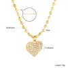 Collar Creativo de Acero Inoxidable de Moda Europeo y Americano para Mujer, Collar de Corazón Abrazo de Pareja de Nicho con Colgante de Circonita