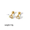 Europa y Estados Unidos exquisito simple acero inoxidable piercing uña hueso de la oreja oro de 18 quilates diseño de lujo ligero aretes de alto sentido aguja para la oreja mujeres
