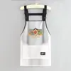 Delantal de Dibujos Animados de TPU Lavable a Mano de Moda para Productos Acuáticos y Catering, Uniforme de Trabajo con Texto Impreso, Delantal de Cocina Impermeable y a Prueba de Aceite para Mujeres