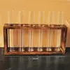 Vaso de Vidro Tubo de Ensaio Simples Nórdico Ornaments Criativos Estrutura de Madeira Recipiente para Plantas Hidropônicas Decorações de Mesa para Casa