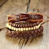 Pulseras Populares Europeas y Americanas, Conjunto de Cuerda Trenzada de Cuero Retro, Pulseras, Pulseras de Piel de Vaca, Geométricas de Cuero Hechas a Mano para Hombre