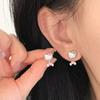 Aretes de Alta Gama para Mujer, Aretes Nicho, Joyería de Temperamento de Flor de Perla Retro, Aretes para Puesto Mayorista