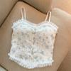 Doce renda floral pequeno sling lindo colete de costas para meninas peito envolvente com almofada de peito base de desgaste externo top de menina quente