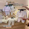 Conjunto de Pijama de Algodão com Lycra para Meninos e Meninas, Estilo Coreano Estampado Sem Costura Roupas e Calças de Outono, Camada Base Antibacteriana para Crianças
