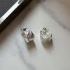 Pendientes de Círculo Martillado Hechos a Mano de Metal de Industria Pesada Retro de Alto Grado de Sentido Plata de Ley S925 Chapados en Oro Real de 24k para Mujer