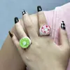 Juguete de Comida Creativo Fruta Dibujos Animados Adornos de Mano Joyería Fresca Celebridad de Internet Anillo de Sandía Artificial Kiwi Pitahaya