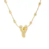 Venta Caliente Transfronteriza Nuevo Colgante de Burbuja Brillante Letra P del Alfabeto Inglés Cobre Chapado en Oro Collar Simple Popular Accesorios para la Mano