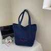 Bolsa de Lona Bordada com Letras Estilo Coreano Grande Capacidade para Mamãe Versátil Roupas de Trabalho Estilo Preguiçoso Bolsa de Ombro Grossa para Mulheres