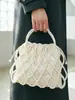 Bolso de Mano Tejido a Mano con Perlas Artificiales Acrílicas Estilo Socialité Dulce Retro Blanco Bolso de Noche