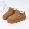 Nuevas botas de nieve cortas para mujer de talla grande, modelo de comercio exterior, con hebilla de cinturón, suela gruesa de invierno 2026, forradas de felpa, mocasines engrosados, zapatos de algodón