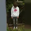 Moletom com estampa em inglês de ácer vermelho estilo Ins, manga raglã branca básica, moletom casual solto e que afina