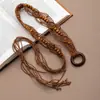Estilo Oeste Americano Desolado Maillard Cinturón Ancho Accesorios para Vestido de Mujer Cuerda Trenzada para Cintura Cinturón Bohemio