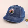Gorra de Béisbol Infantil Primavera Verano Otoño Retro Americano Algodón Lavado Bordada Tractor Vehículo de Construcción Mezclilla Gorra de Pico Ancho
