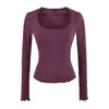 Moda Femenina Nueva Otoño 2026: Estilo Puro y Atractivo, Camiseta Básica Elegante, Camiseta de Manga Larga Ajustada, Top Corto para Mujer