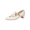 Zapatos Mary Jane con Hebilla en T Tejidos a Mano 2026 Nuevo Estilo Primavera/Verano Tacón Grueso Punta Cuadrada Piel de Oveja con Cristal Tacón Medio Zapatos de Moda