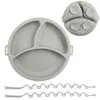 Alimento Complementario Infantil Transfronterizo Vajilla de Silicona Cordón Plato para Cenar Babero Bebé Tazón Complementario Ventosa Tenedor Cuchara Bebé Aprende a Comer