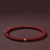 Pulsera de Cinabrio Año Nuevo Zodiaco Púrpura Arena Dorada Moda para Hombres y Mujeres Estilo Retro Simple Moderno con Pequeñas Cuentas Doradas Pulsera de Círculo Único
