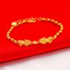 2021 Pulsera Gruesa de Cuentas Redondas Pixiu Dorado Cadena Doble Pixiu Color Dorado Arena Conservación del Color Cadena Dang en Vivo Cadena Dang Simulación