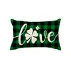 Calle irlandesa transfronteriza. Funda de almohada de lino con estampado de trébol del Día de San Patricio funda de almohada de césped de la suerte para sofá
