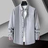 Dropshipping Transfronterizo - Elegante Camiseta Básica de Manga Larga de Color Puro para Ropa Exterior de Negocios para Hombre - Colgante Escenario Gris