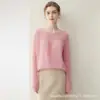 Novo estilo outono e inverno suéter de seda-caxemira gola redonda costela grossa, pulôver de cor sólida solto e moderno, camisa base de tricô