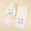 Amazon Cross Otoño/Invierno 2026 Nuevo Conjunto Infantil Bonito Sombrero con Bordado de Conejo, Bufanda y Guantes Conjunto de Tres Piezas